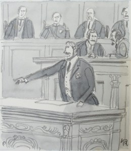 風間完 挿絵原画 フランス下院議会の様子 （連載27回中の第21回目の挿絵）