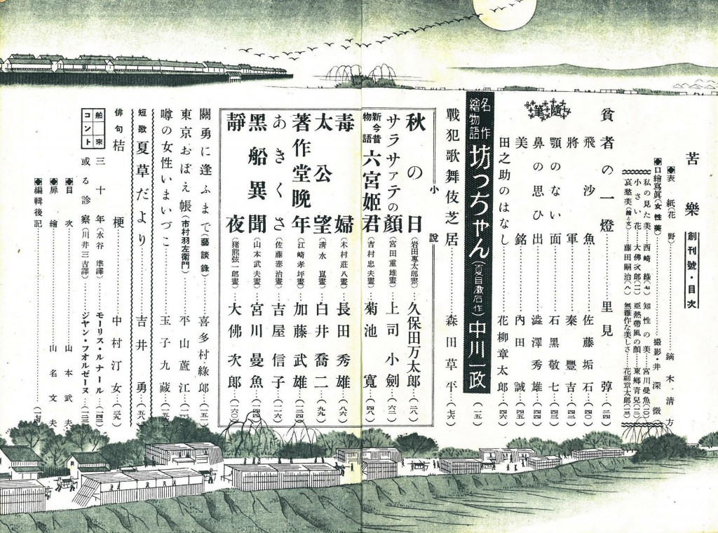  苦楽 創刊号(1946年11月号) 目次